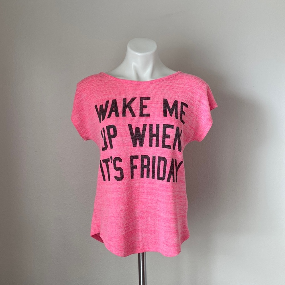 No Boundaries Short Sleeve Hot Pink Graphic Knit Top Size L